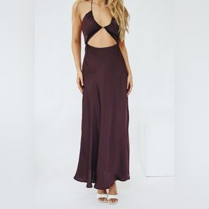 Verge Girl Art Attraction Bias Cut Halter Maxi Dress
